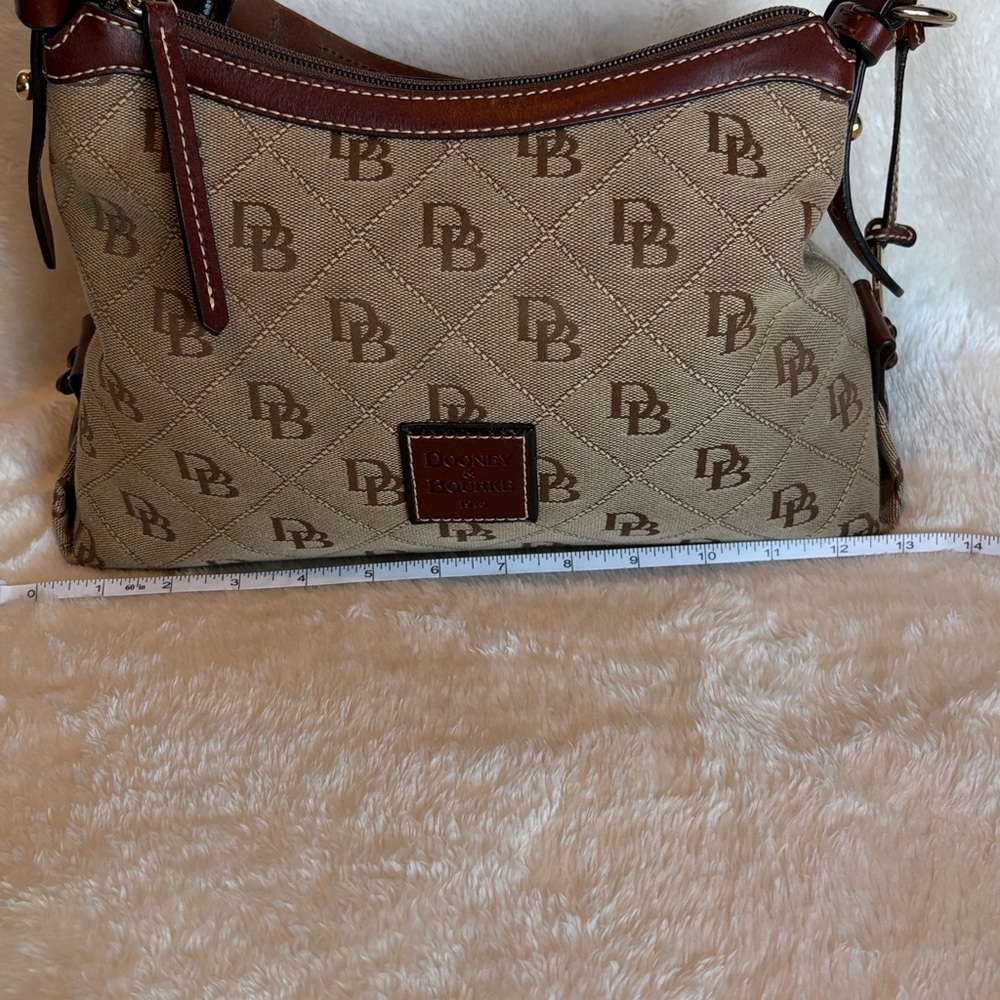 Dooney & Bourke Signature DB Monogram East West Slouch Bag | Leather Trim - Picture 7 of 14